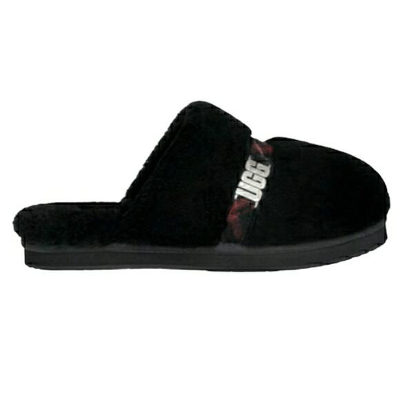 Authentic UGG Dalla Plaid black sheepskin slip on comfy slippers in box Size 10 - Picture 1 of 10